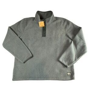 EDDIE BAUER Sherpa Fleece Snap Mock Pullover Mens Large Green NWT